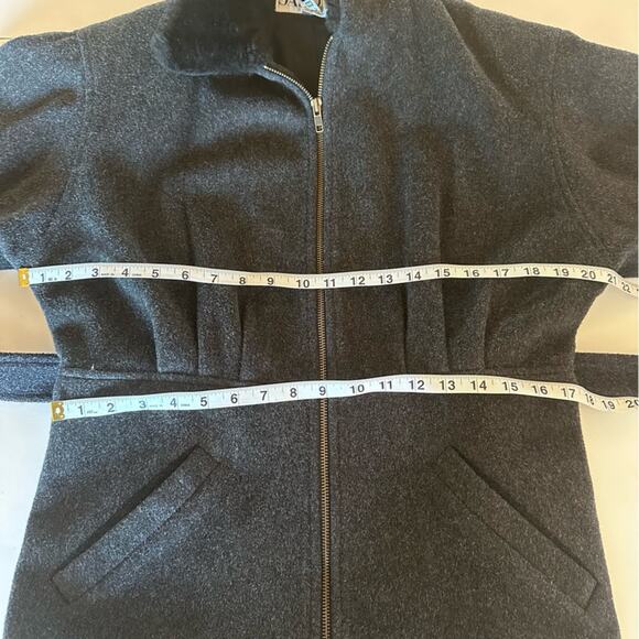 Vintage Y2K Jason Kole Wool Faux Fur Trim Belted Zip Jacket Cozy Winter Coat - Picture 15 of 16